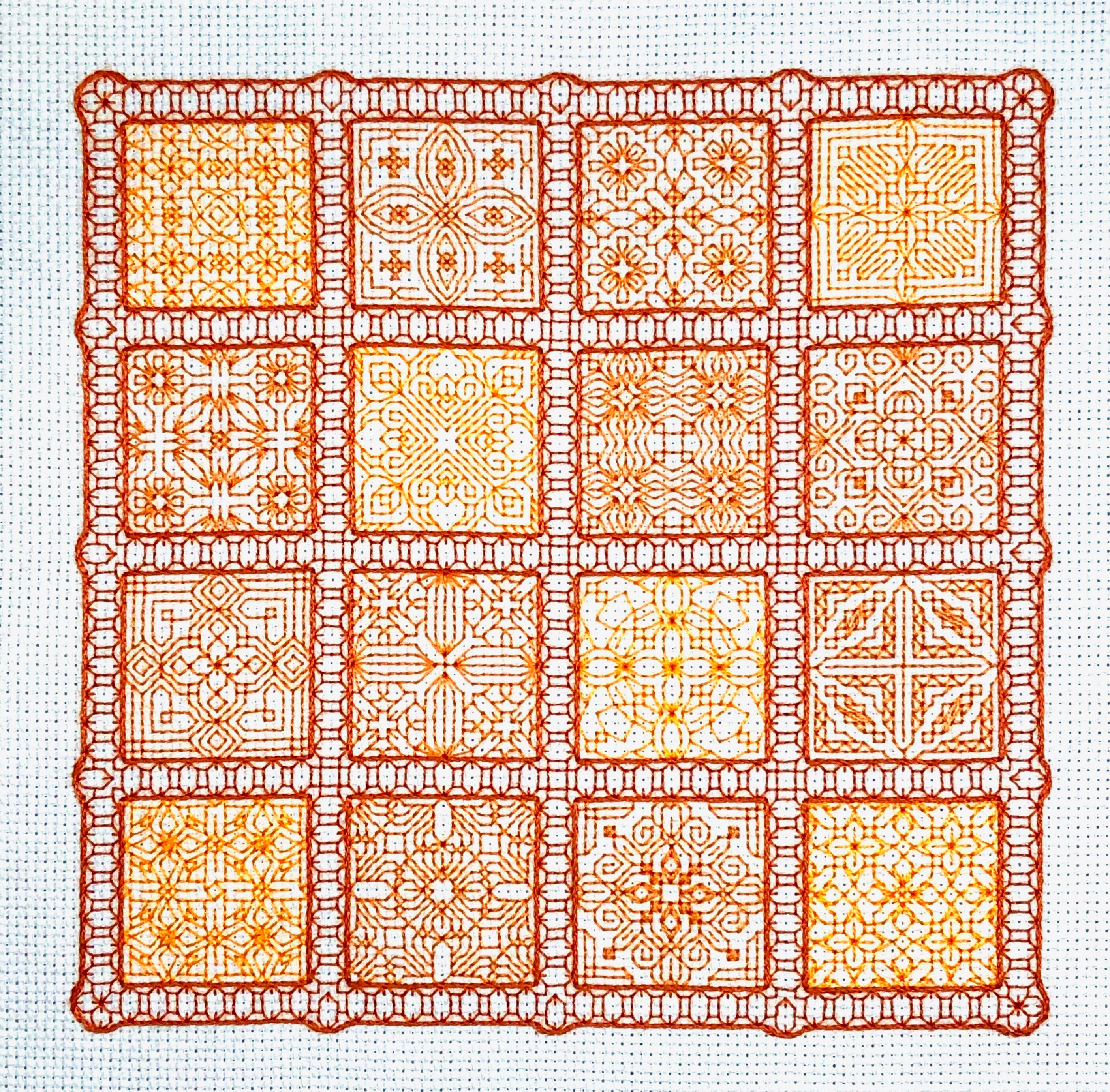 Orange Blossom Blackwork Sampler Pattern - Etsy