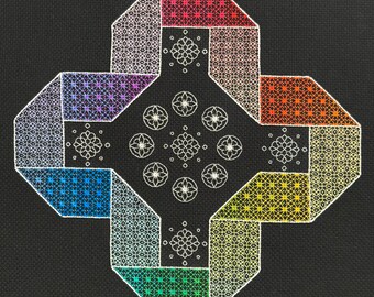 Folded Ribbon Blackwork Sampler Pattern