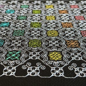 Pastel Motifs Blackwork Sampler Pattern