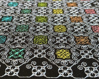 Pastel Motifs Blackwork Sampler Pattern