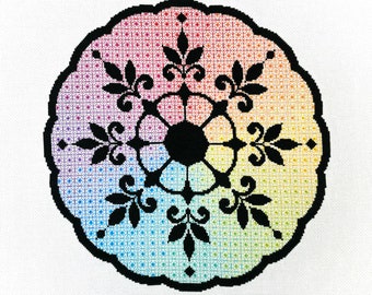 Rainbow Medallion Cross Stitch/Blackwork Pattern