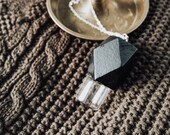 Roller Bottle Necklace- Glass and Wood - BLACK