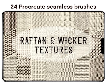 24 pinceles de patrones sin costuras para Procreate: texturas de ratán y mimbre
