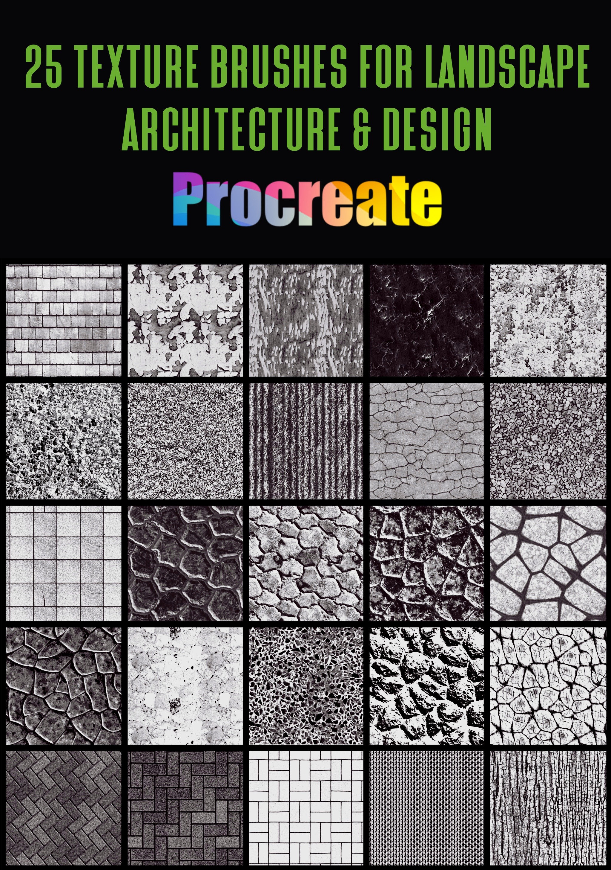 Procreate Seamless Brushes: 25 Pattern Textures for Landscape ...