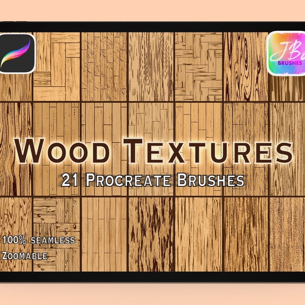 Pinceles de madera Procreate: 21 texturas de patrones sin fisuras para arquitectura de interiores, diseño de paisajes y bocetos