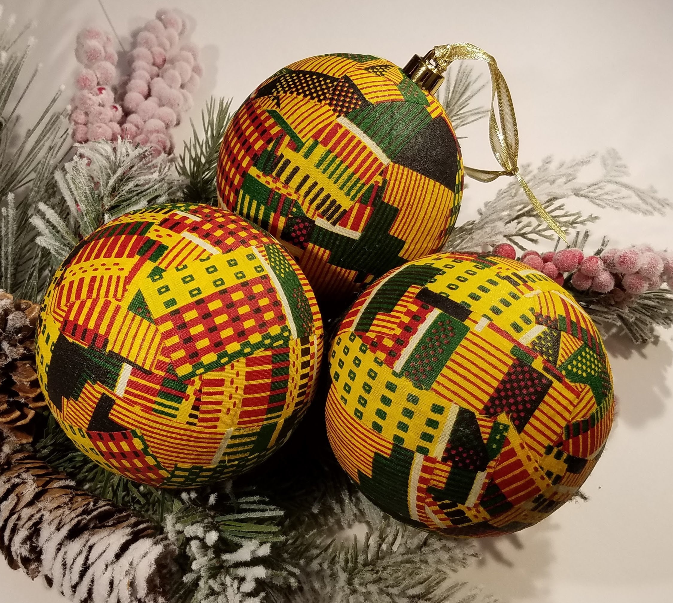 Kente African Ornaments Gold Kentegreat for Christmas or | Etsy