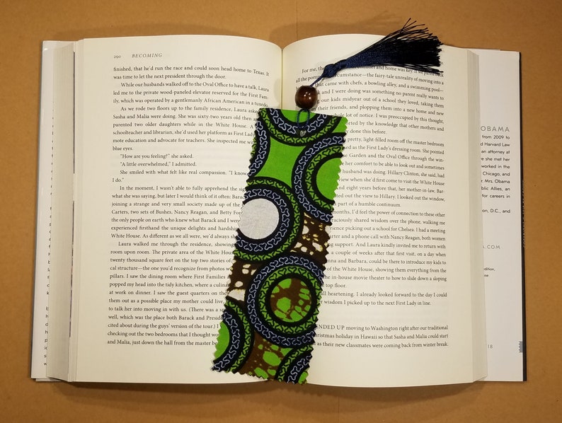 Afrocentric African Ankara Fabric Bookmark Green Navy Blue Etsy