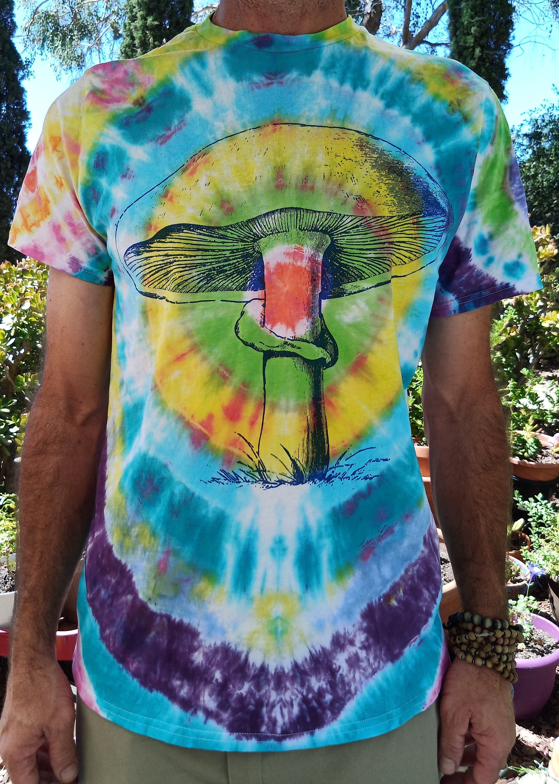 NEW Tie dye Mushroom TShirt! Size Large Bright Multi