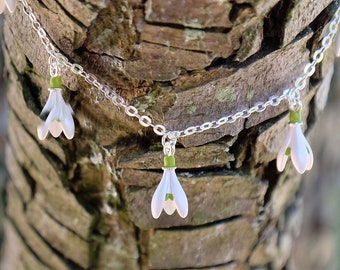 Snowdrop White Flower Charm Bracelet