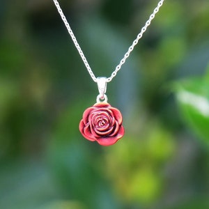 Rose Red Flower Pendant Necklace