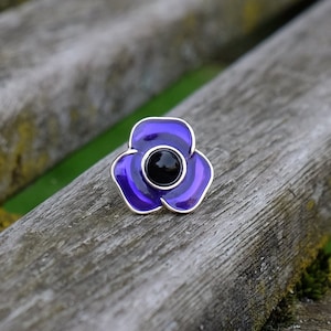 Poppy Purple Flower Lapel Pin Brooch