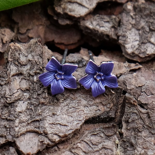 Periwinkle Blue Flower Mini Stud Earrings