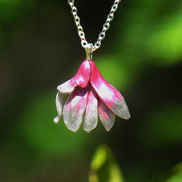 Magnolia Pink Flower Pendant Necklace