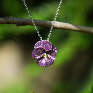 Pansy Purple Flower Pendant Necklace