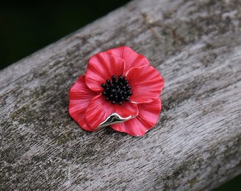 Poppy Red Flower Pin Lapel Brooch