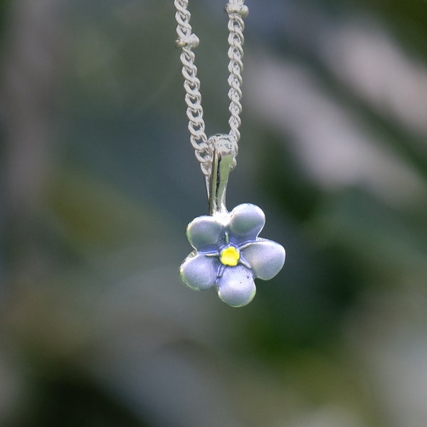 Vergissmeinnicht Blau Mini Blumen Anhänger Halskette