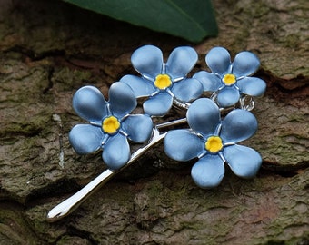 Broche à fleurs bleues Oubliez-moi pas