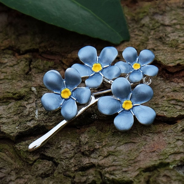 Forget Me Not Blue Flower Brooch