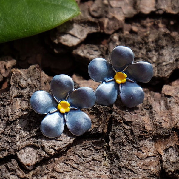 Forget Me Not Blue Flower Stud Earrings