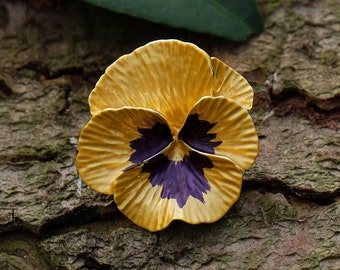 Pansy Yellow Flower Brooch