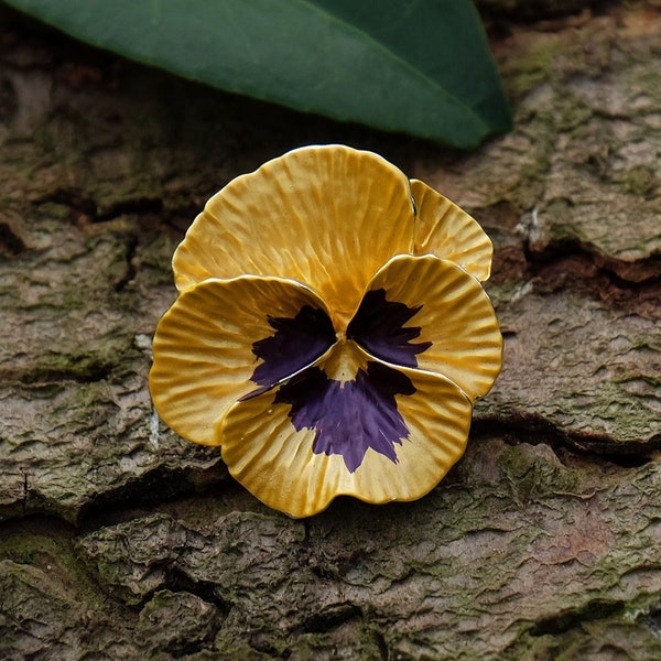 Pansy Yellow Flower Brooch