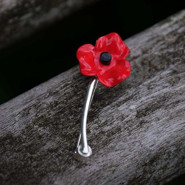 Broche fleur rouge coquelicot