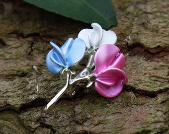 Sweet Pea Multi Colour Flower Brooch