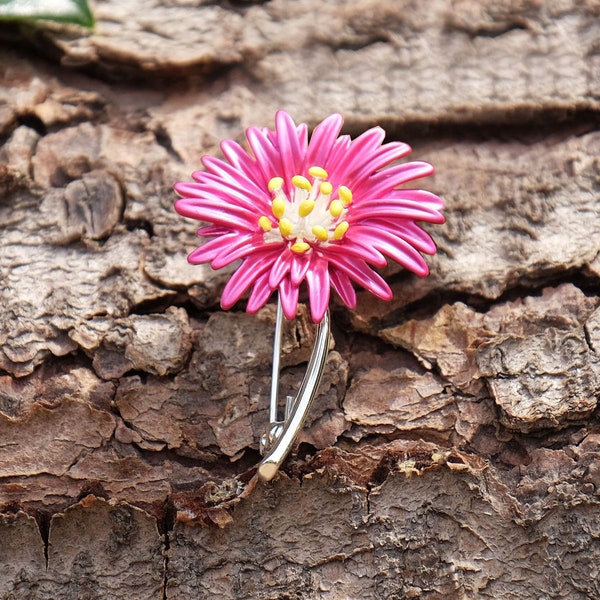 Broche Fleur Rose Aster