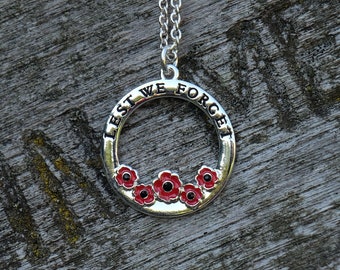 Poppy Red Flower Pendant Necklace