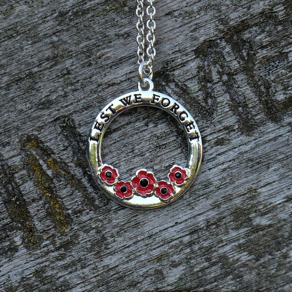 Poppy Red Flower Pendant Necklace