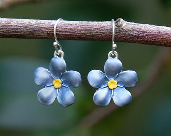 Vergissmeinnicht Blaue Blume Drop-Haken-Ohrringe