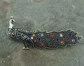 Peacock Jewelled Brooch