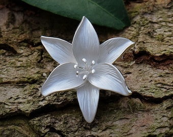 Lily White Flower Brooch