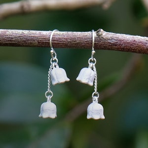 Lily Of The Valley White Flower Drop Hook Earrings