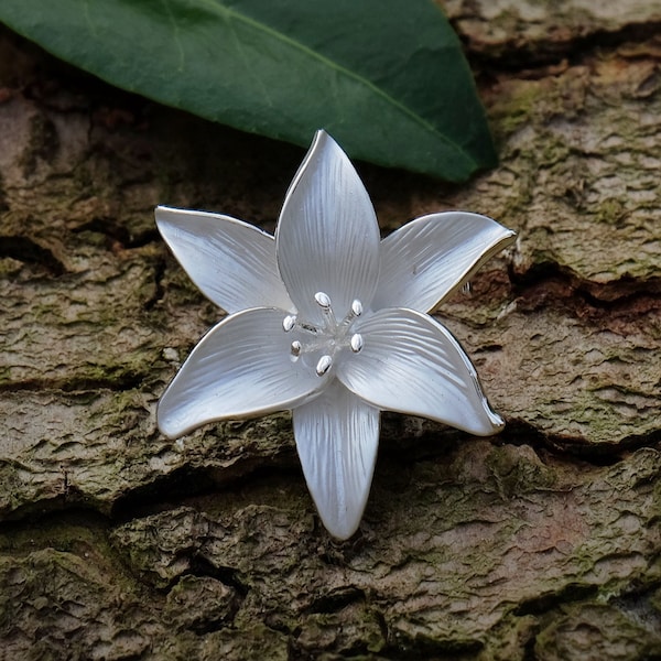 Lily White Flower Brooch