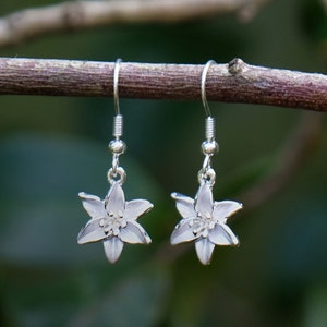 Lily White Flower Drop Hook Earrings