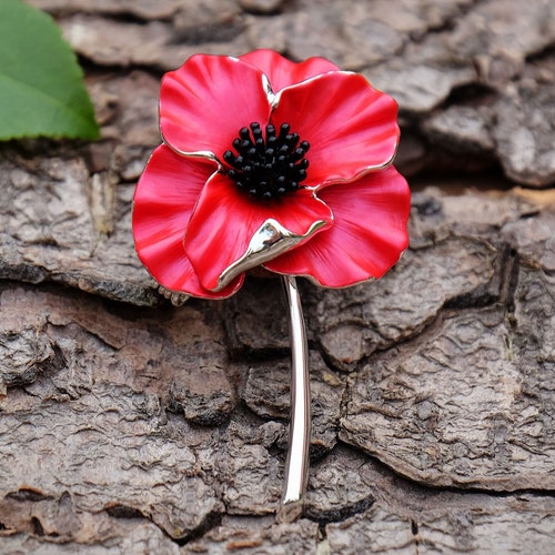 Poppy Blossom Red Poppy Flower Red Poppy Brooch Felt Poppy - Etsy Canada