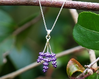 Lavender Purple Flower Pendant Necklace