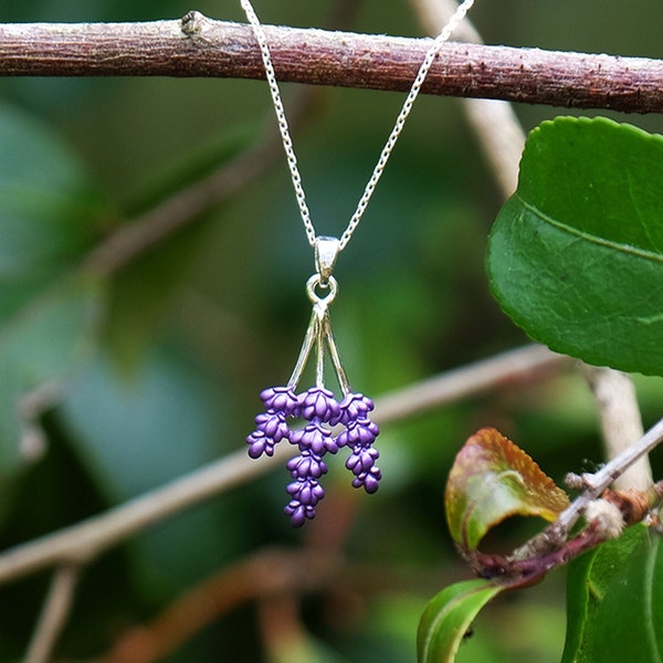 Lavender Purple Flower Pendant Necklace