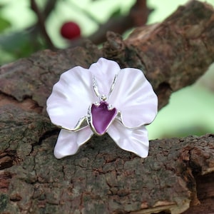 Pale Pink Orchid Flower Brooch
