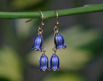 Bluebell Flower Drop Earrings, 14k Gold Plated