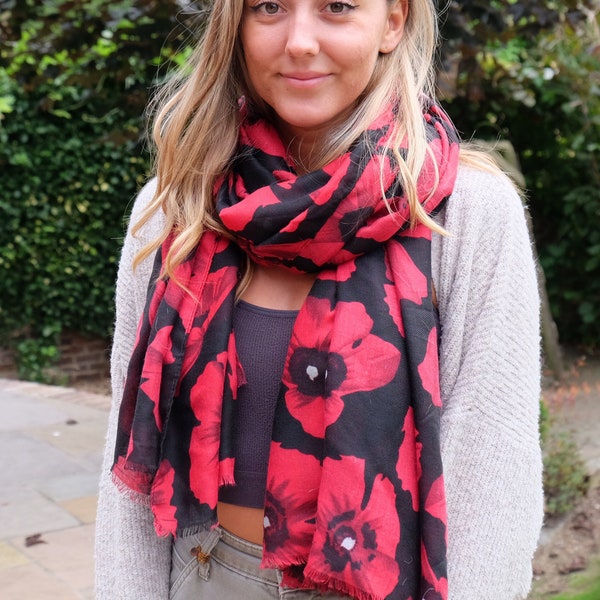 Red Poppy Mid Weight Scarf