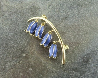 Bluebell Flower Brooch, Gold Tone