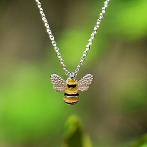Bee Insect Necklace, Silver Tone