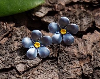 Forget Me Not Blue Flower Clip On Earrings