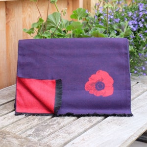 Red Poppy Flower Navy Soft Warm and Smart Winter Scarf