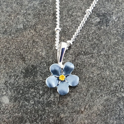 Me Not Flower Necklace Sterling Silver Necklace Etsy