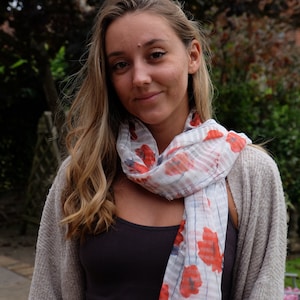 Red Poppy Flower Lightweight Scarf