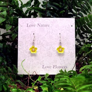 Buttercup Yellow Flower Drop Hook Earrings image 2