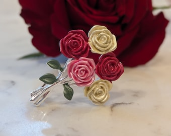 Roses Bouquet Flower Brooch